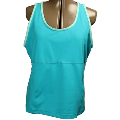Camiseta sin mangas Lands End Athletic Performance espalda deportiva sujetador incorporado azul turquesa XL Foto 1 de 4