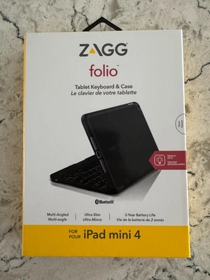 ZAGG Black Folio Case Hinged with Backlit Bluetooth Keyboard for iPad Mini 4 - Image 1 of 4