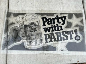 RARE Vintage PABST BLUE RIBBON BEER Plastic Cellophane,, Designer Sign 45” X 24” - Bild 1 von 8
