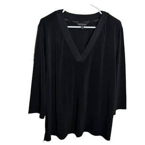 Banana Republic Blouse Women's XL Black V-Neck 3/4 Sleeve Career Shirt Top - Picture 1 of 8