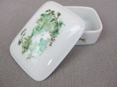 Limoges Castel Trinket Box Jewellery Holder. Porcelain. Green Landscape. Vintage - Image 1 of 4