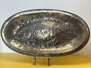 1800's Silver Plate Fish Dish By James W, Tufts Camp Decor Fisherman Lake house - Picture 1 of 8