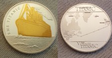 TITANIC Gold Silver Map Coin Voyage 1912 Maritime RMS Vintage London New York
