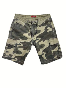 Guess Camo Bermuda Cargo 5 Pocket Unisex Drawstring Waist Size 30 - Picture 1 of 10