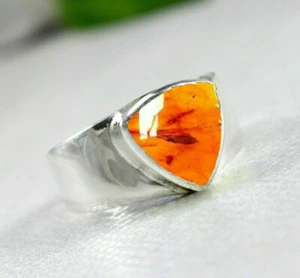 Solid 925 Sterling Silver Natural Baltic Amber Cab Gemstone Partywear Men's Ring - Picture 1 of 9