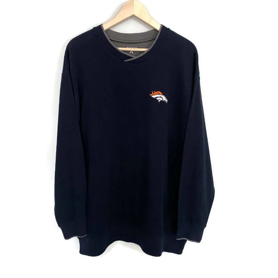 Мужской пуловер Antigua Denver Broncos свитер синий с длинным рукавом хлопковая смесь XXL - Изображение 1 из 4