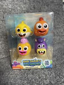 Baby Shark's Squirting Bath Time Water Toys 2" Squirts 4-Pack Playthings Kids