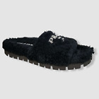 $950 Prada Men's Black Plush Terry Cloth Logo Slide Sandal Shoes Size UK 6/US 7