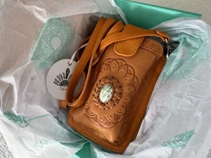 BNWT Mahiya Genuine Leather Blues Festival Phone Purse Handbag Crossbody Bag - Picture 1 of 9