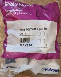 5 No. PolyMax 28mm Equal Tee  MAX228 - Picture 1 of 2