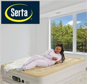 SERTA LUXURY RAISED QUEEN AIR MATTRESS WITH BUILT IN NEVER FLAT AC PUMP $ 89 - Picture 1 of 9