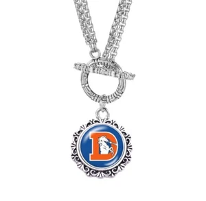 New Football Broncos Charm Toggle Necklace Stainless Steel - Picture 1 of 2