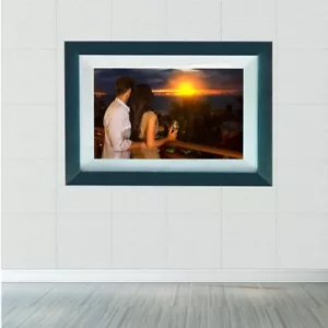 WiFi Black Wood Digital Photo Frame 10.1inch Touch Screen 16GB Birthday Gift - Picture 1 of 13