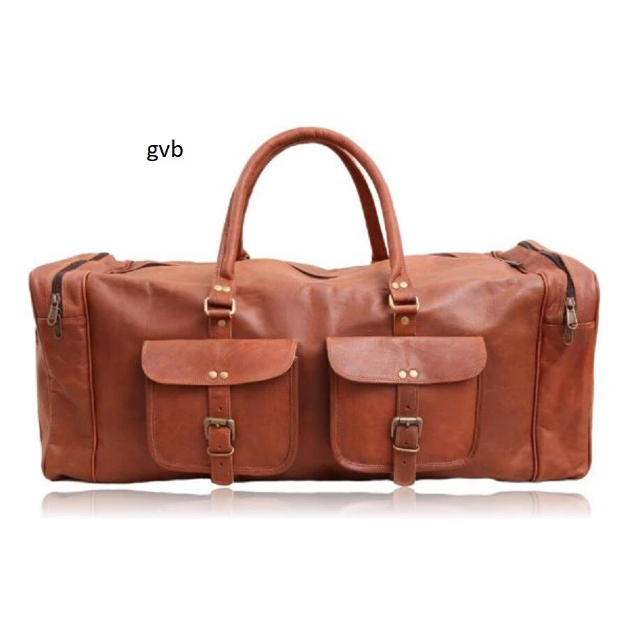 HANDMADE 30 Inch Absolute Leather Duffel Men's Overnight Carry-On Travel Luggage Gym Bag