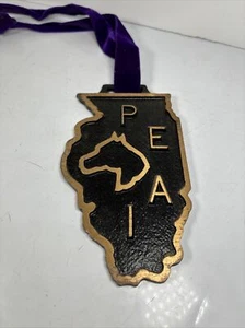 VINTAGE Horse Show Medal PEAI Necklace Ribbon Solid Metal Equestrian Decor MCM - Picture 1 of 7