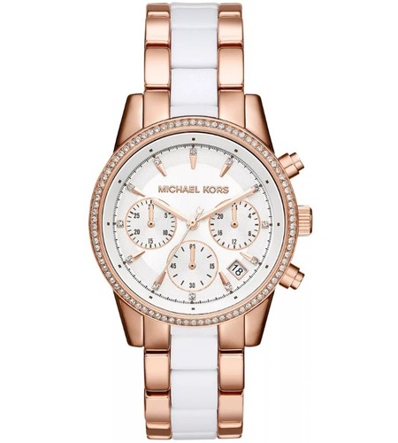 Orologio cronografo donna Michael Kors Ritz rosa e bianco MK6324
