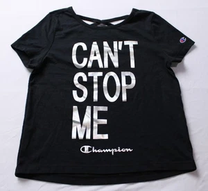 Champion Girl's Short Sleeve Can't Stop Me Graphic T-Shirt WR4 Black Size 7/8 - Picture 1 of 4