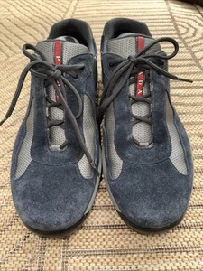 PRADA America’s Cup Men’s Suede Sneaker Size 11 Blue/Gray - Picture 1 of 10