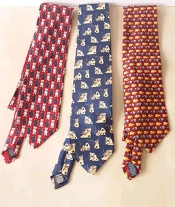 Marks & Spencer Mens Silk Tie Bundle Novelty Elephants - Bears - Mice Cheese X 3 - Picture 1 of 4