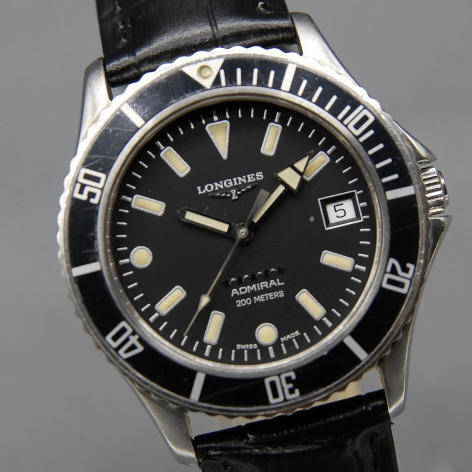 [EXC+5] LONGINES Admiral Five Star L633.5 38 mm quadrante nero data AT... - Immagine 1 di 4