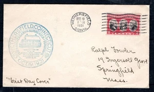 US 1931 #703  2c Yorktown First Day Cancel  Wethersfield, CONN - Picture 1 of 2