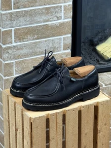 Paraboot Michael Marche II Black Leather Moc Toe Derby Shoes Size EU42 US9 - Picture 1 of 18