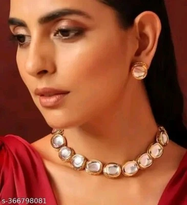 Королевский индийский Болливуд позолоченный ошейник свадебное ожерелье серьги ювелирный набор - Изображение 1 из 3