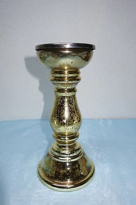 Kerzenständer aus Glas, verspiegeltes Glas in Gold, Bauernsilber-Optik - Neu - Bild 1 von 4