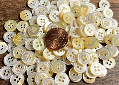 8 botones pequeños iridiscentes crema amarillo pálido concha coser 10 mm 3/8" 12768 Foto 1 de 3