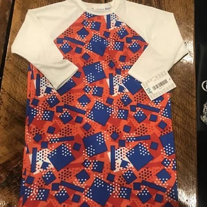 Nwt New LULAROE AMERICANA  KIDS SLOAN 14 Teen Red White Blue Flag Shirt Top - Picture 1 of 1