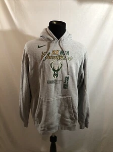 Sudadera con Capucha Nike NBA Milwaukee Bucks Gris Manga Larga "Campeones de la NBA 2021", Para Hombre XL - Imagen 1 de 4
