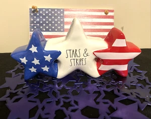 Rae Dunn 4th Of July Red White Blue Stars USA Patriotic Decor  12”Free Gift - Picture 1 of 4