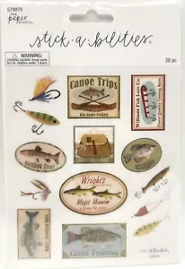 The Paper Studio Stickabilities GONE FISHING, 28 Piece, 579979, BRAND NEW - Picture 1 of 2