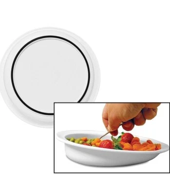 Sammons Preston Hi-Lo Scoop Plate, 9" Scooped Dish with Wall, Non-Slip ADL Aid