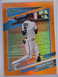2021 Donruss Holo Orange Starling Marte #154a Miami Marlins - Picture 1 of 2