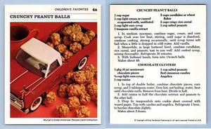 Crunchy Peanut Balls #4N Children McCall's Great American Recipe Card - Picture 1 of 1