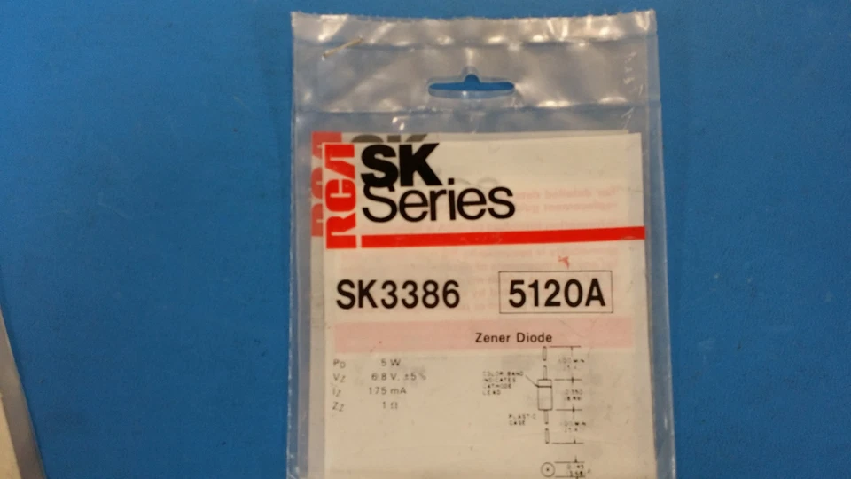 (2 件) SK3386 RCA (NTE5120A EQUAL) 二极管 Zener 单个 6.8V 5% 5W 2 针 — 第 1/1 张图片