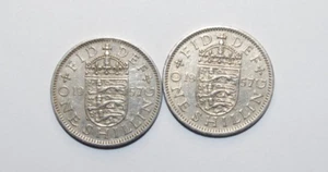 1957, Shilling UK United Kingdom Low Mint 17.9MM Lot 2 Hi Grade Value Coins-C16 - Picture 1 of 5