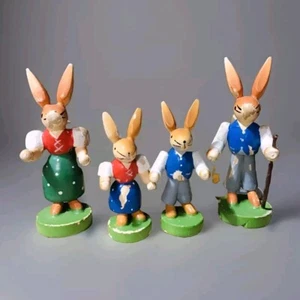 Lote de 4 conejos familia alemana Wendt Kuhn Erzgebirge vintage - Imagen 1 de 3