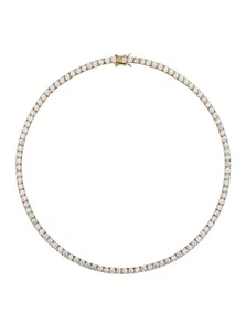 Dorsey KATE WHITE SAPPHIRE Gold Tone Sterling Silve RIVIÈRE TENNIS NECKLACE U326 - Picture 1 of 21
