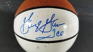 George Gervin "ICE" Autographed Mini Basketball White Panel JSA Authentic 379