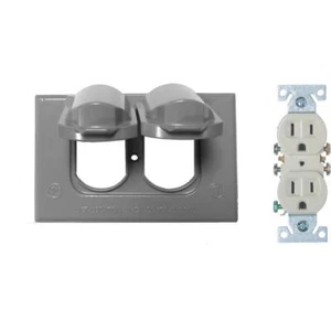 Sigma Electric 14227 Metal Gray 1-Gang Weatherproof Duplex Cover with Receptacle - Picture 1 of 1