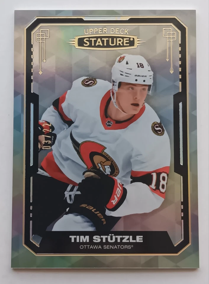 2021-22 Upper Deck Stature Design Photo Variant Tim Stutzle /22 Ottawa Senators - Image 1 of 2