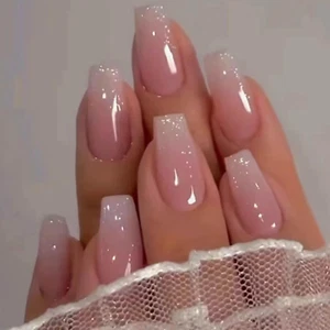 Bling Coffin Press on Nails Fake Nails Tips Full Cover Medium False Gradient Nai - Picture 1 of 12
