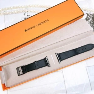 HERMES Apple Watch 44mm Orange Leather Band Single Tour Used with Box - Zdjęcie 1 z 10