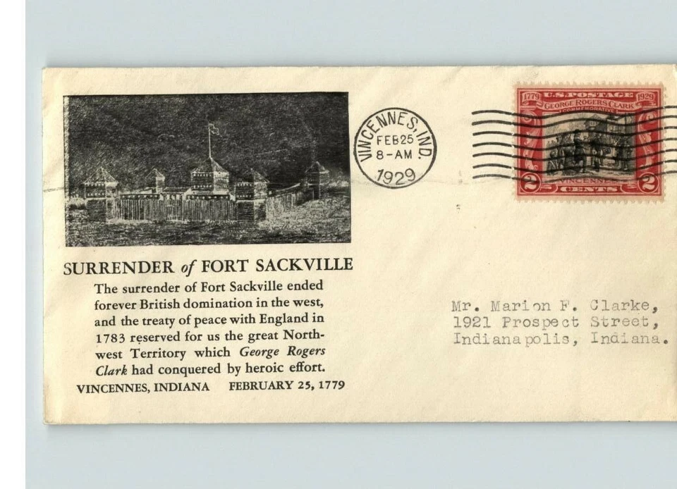 General GEORGE ROGERS CLARK, 1929, " Surrender of Fort Sackville" # 651, Vincenn - Image 1 of 1