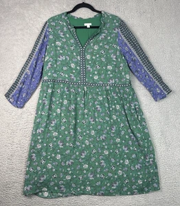 J Jill Boho East Village Peasant Dress Womens Sz Large  Crepe Floral Print Boho - Picture 1 of 8