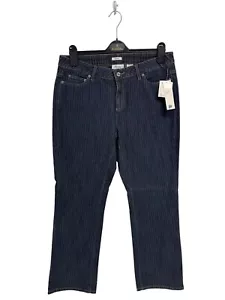 Liz & Co. Petite Women's Dark Wash Blue Stretch Denim Striped Jeans Size 14 - Picture 1 of 12