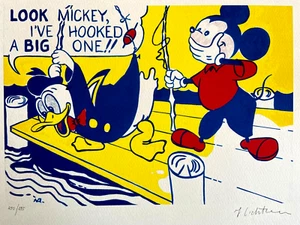 Roy Lichtenstein Lithograph COA Original Signed Numbered Crayon Stamp -Kaws - Picture 1 of 9