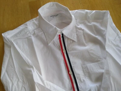 NWOT Thom Browne White Poplin with Exposed Grosgrain Placket TB4  MSRP $450 - Image 1 of 4
